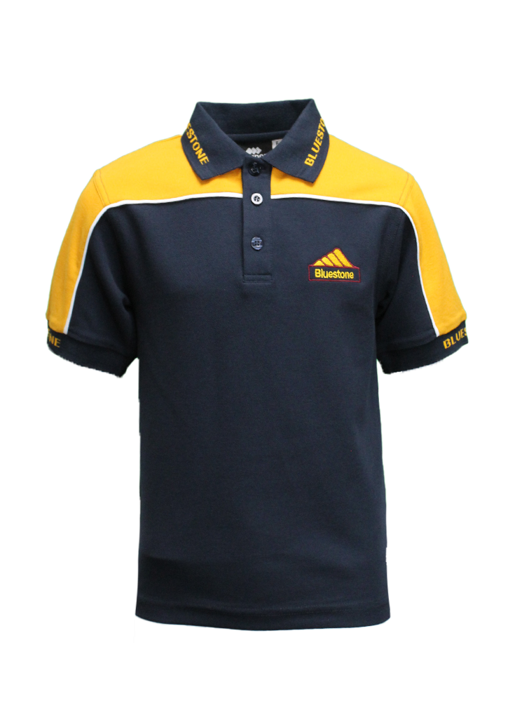 Bluestone School Polo Navy/Gold/White